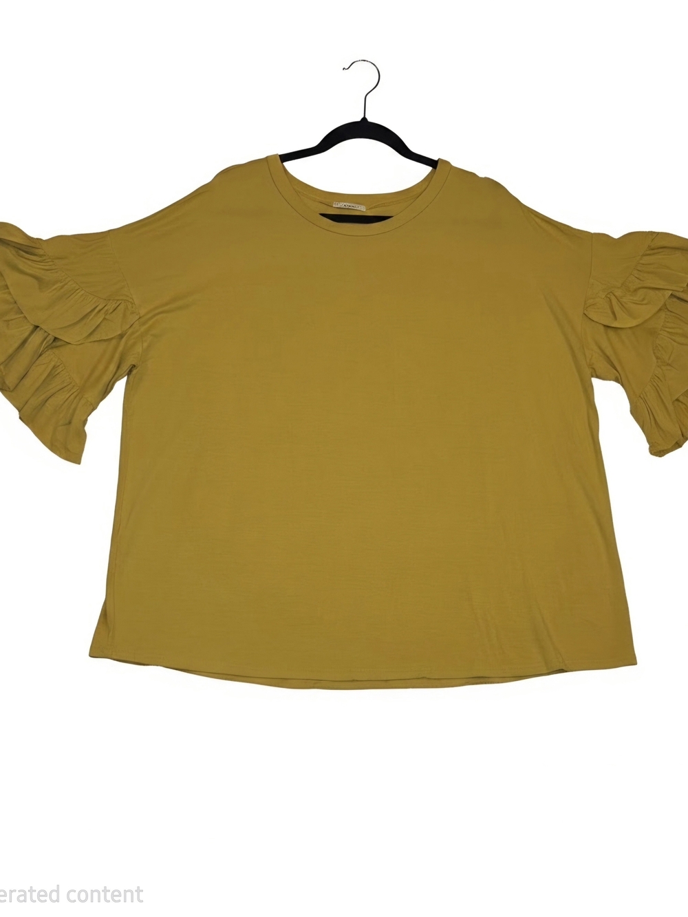 Ruffled Short Sleeve Tee in Mustard - Women's Casual  Top 2X